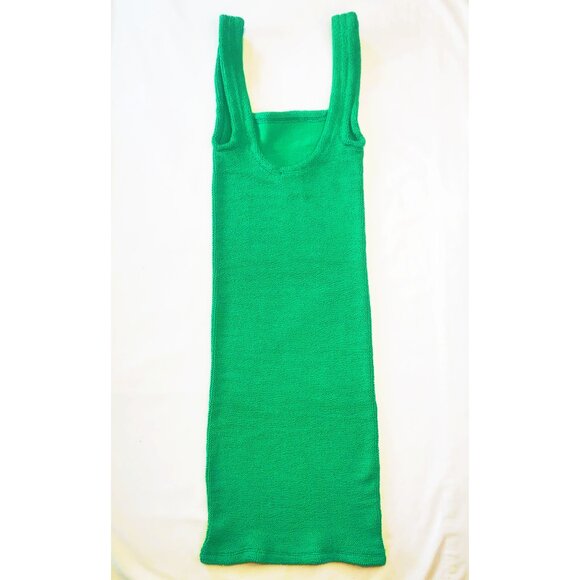 Hunza G Crinkle Knit Mini Tank Dress One Size in Emerald Green, Worn Just Once - Picture 6 of 13